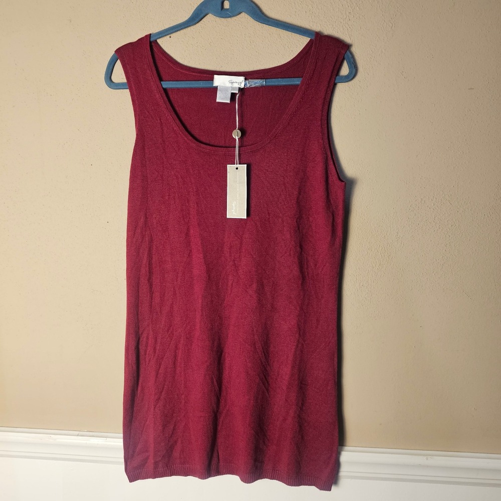 NWT Spiegel‎ Womens Burgundy Silk Cashmere Blend Sleeveless Sweater Tank Top Lg
